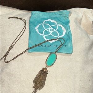 Kendra Scott Turquoise Pendant Necklace with Gold Tassel